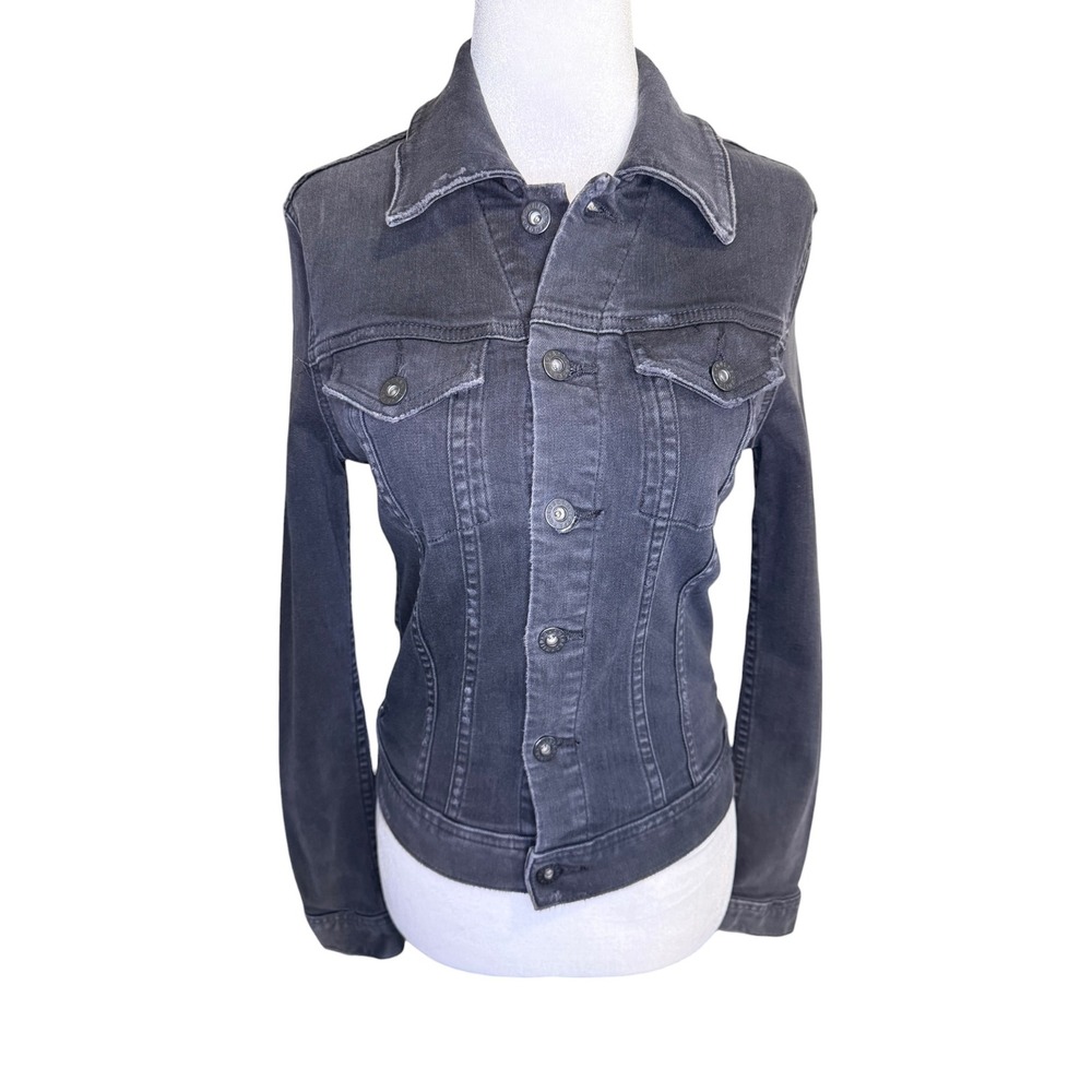 AG Adriano Goldschmied Robyn Denim Jacket Sprint Faded Black Slim Fit‎ Small
